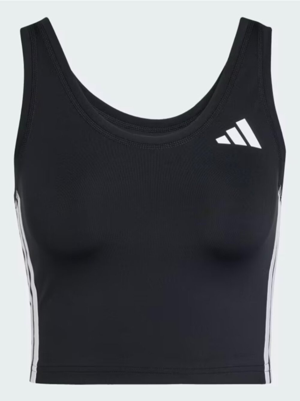 Adidas Train Essentials 3-Stripes Crop Tank Top - Black/White - Size S - JF8915